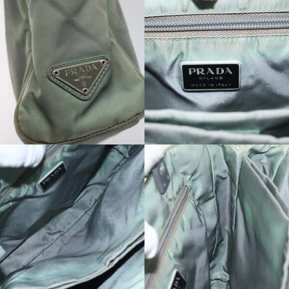 PRADA Hand Bag Nylon Khaki Silver - Picture 11 of 13